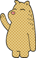 cartoon doodle bear waving png