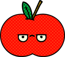 comic book style cartoon of a red apple png