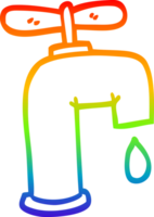 rainbow gradient line drawing of a cartoon dripping faucet png