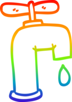 Regenbogen Gradient Linie Zeichnung von ein Karikatur tropft Wasserhahn png