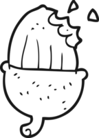 hand drawn black and white cartoon acorn png