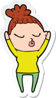 sticker of a cartoon calm woman png