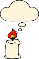 cartoon candle with thought bubble in comic book style png