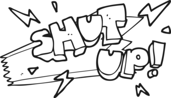 hand drawn black and white cartoon shut up symbol png