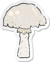 autocollant rétro en détresse d'un champignon de dessin animé png