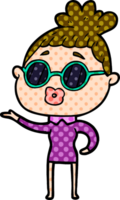 cartoon woman wearing sunglasses png