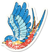 distressed sticker tattoo in traditional style of a swallow png