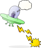 hand drawn thought bubble cartoon flying saucer png