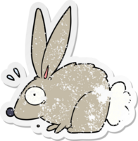 autocollant en détresse d'un lapin effrayé de dessin animé png