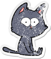 distressed sticker of a cartoon cat sitting png