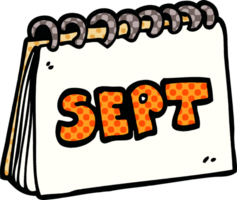 cartoon doodle calendar showing month of september png