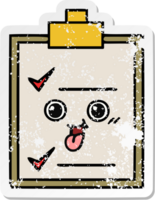 distressed sticker of a cute cartoon check list png