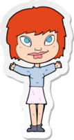 sticker of a cartoon woman waving arms png