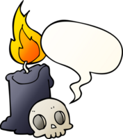 cartoon skull and candle with speech bubble in smooth gradient style png