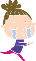 mujer llorando de dibujos animados de estilo de color plano png