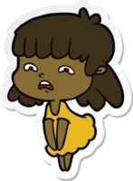 sticker of a cartoon worried woman png