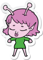 sticker of a cute alien girl cartoon png