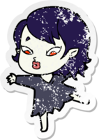 distressed sticker of a cute cartoon vampire girl png