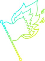 cold gradient line drawing of a cartoon burning flag png