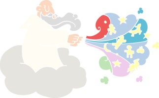 cartoon doodle god on cloud png