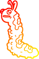 warm gradient line drawing of a funny cartoon caterpillar png