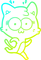 cold gradient line drawing of a cartoon surprised cat running png