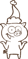 dessin au fusain de cochon de noël png