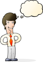 cartoon happy man with thought bubble png