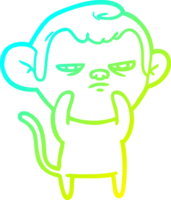 cold gradient line drawing of a cartoon monkey png