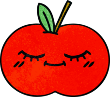 retro grunge texture cartoon of a red apple png