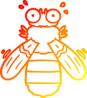 warm gradient line drawing of a cartoon bee png