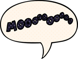 cartoon moo noise with speech bubble in comic book style png