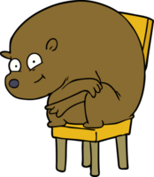 urso de desenho animado sentado no chari png