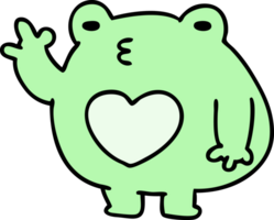 cartoon of a cute waving frog with love heart png