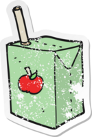 distressed sticker of a cartoon apple juice box png