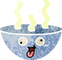 retro ilustración estilo dibujos animados de un cuenco de caliente sopa png