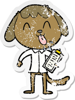 vinheta angustiada de um cachorro fofo de desenho animado png