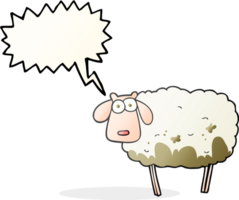 getrokken toespraak bubbel tekenfilm modderig schapen png