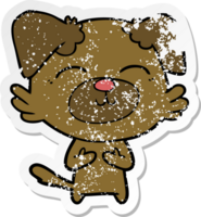 distressed sticker of a cartoon dog png