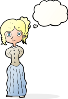 cartoon happy woman with thought bubble png