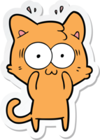 sticker of a cartoon surprised cat png