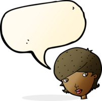 cartoon friendly woman with speech bubble png