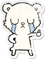 distressed sticker of a crying polar bear cartoon png