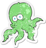 retro distressed sticker of a cartoon octopus png