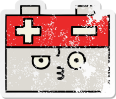 distressed sticker of a cute cartoon car battery png