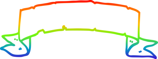 rainbow gradient line drawing of a cartoon scroll banner png