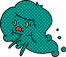 dibujado dibujos animados de kawaii de miedo fantasma png