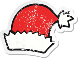 verontruste sticker van een cartoon kerstmuts png