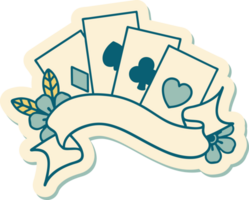 sticker of tattoo in traditional style of cards and banner with flowers png