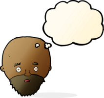 cartoon shocked man with beard with thought bubble png